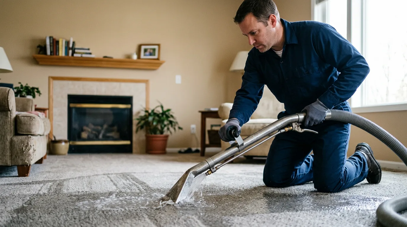 Water damage restoration technician working near Bridgeport, NE